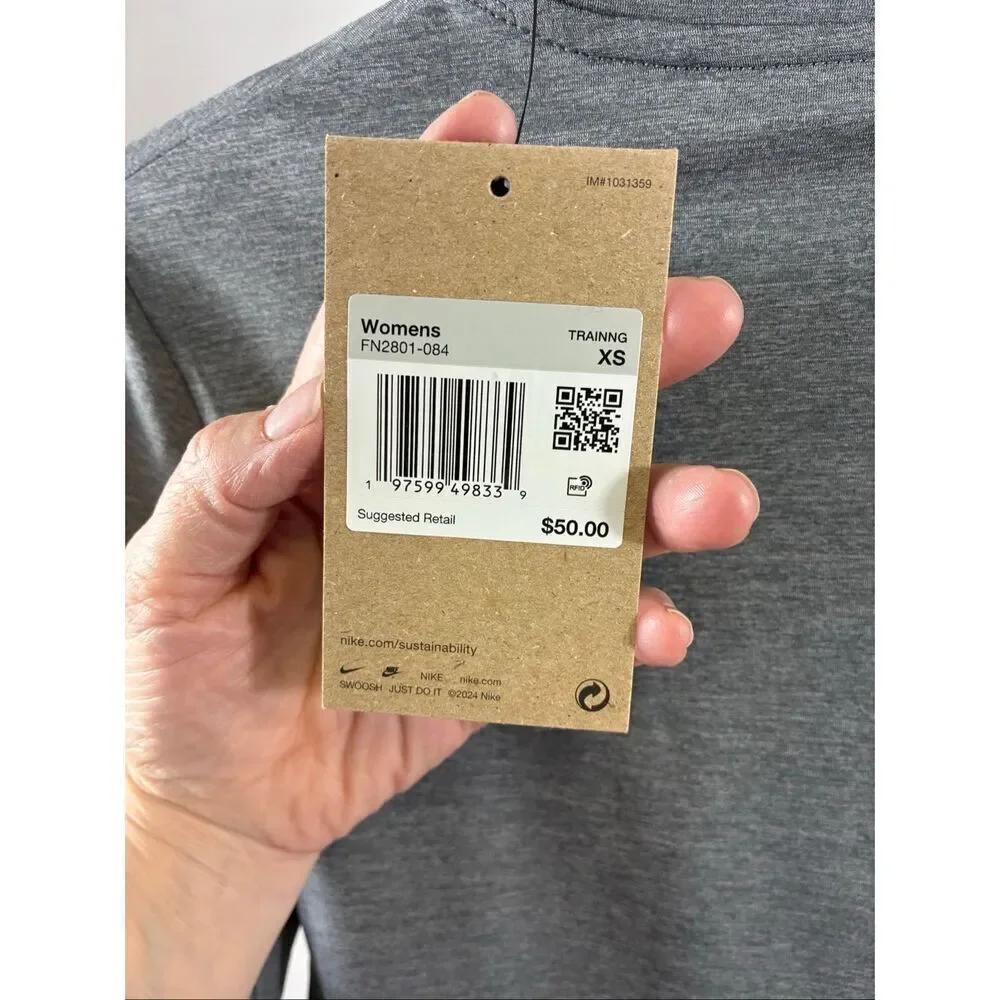 Nike NWT One Dri Fit Long Sleeve Crop in Gray Top Size XS